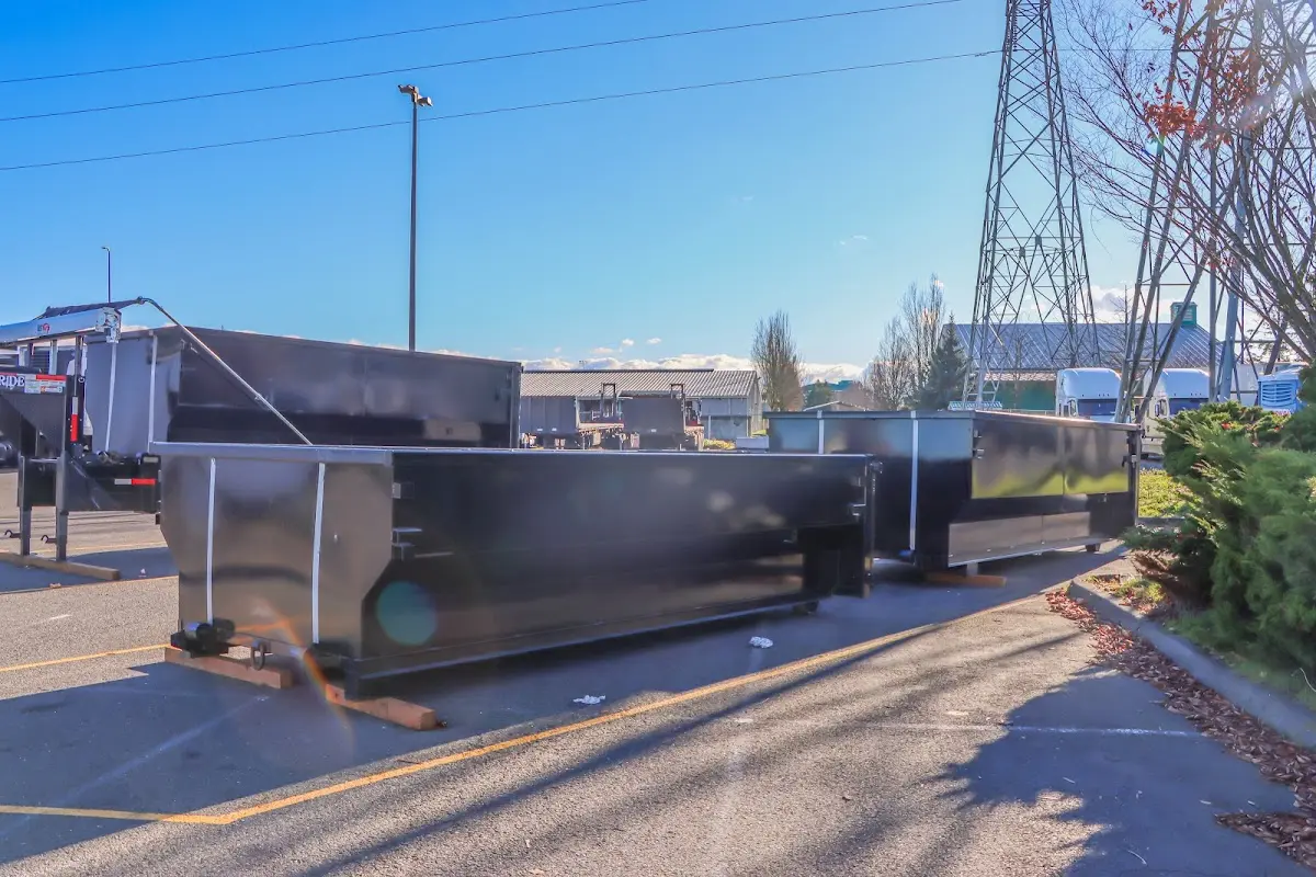 Roll-off dumpster ready for waste disposal at job site for 2 Yard Dumpster Rental in Rock Hill